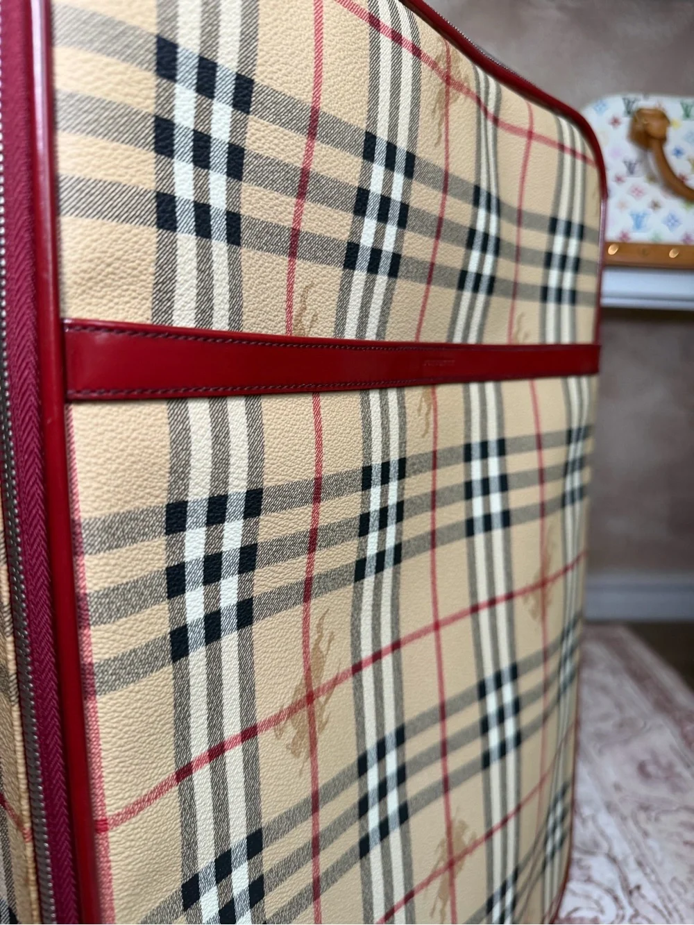 Burberry Classic Checkered Carry-On with Red Trim